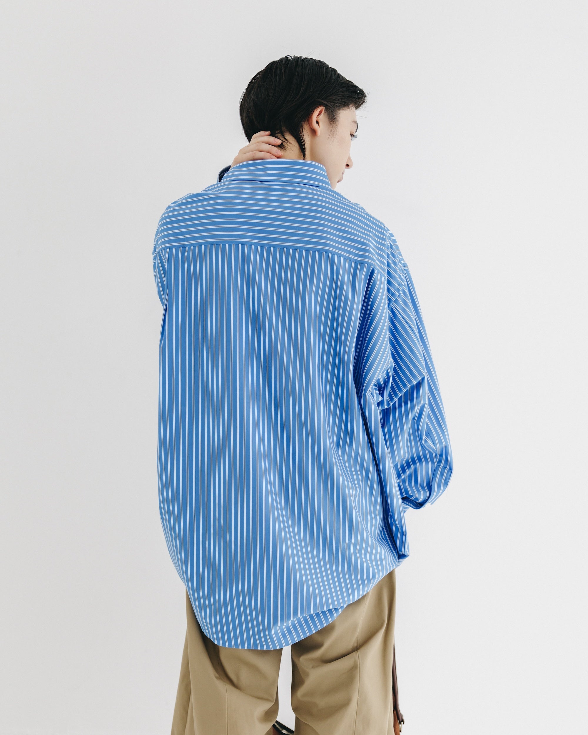 46G KNIT EVERYDAY L/S SHIRT (SAX BLUE STRIPE)