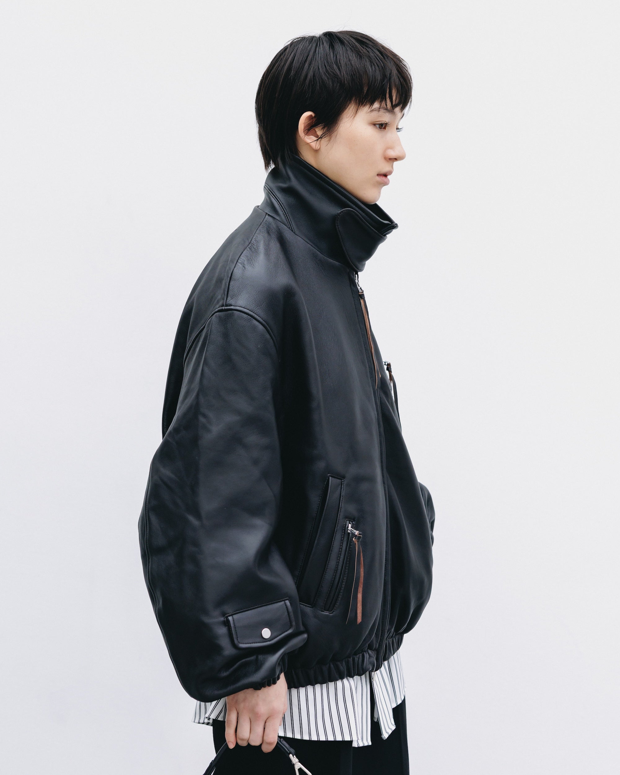 2.18 WED 20:00- PRE ORDER】SHEEP LEATHER UTILITY JACKET (BLACK)