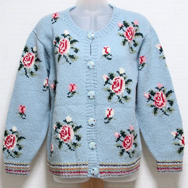 水色薔薇編み込みニットカーディガン - ピンクハウス通販｜リサイクル
