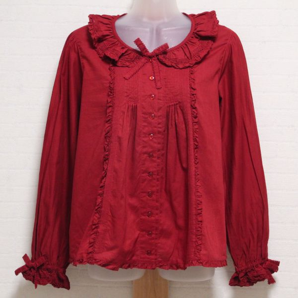 赤フリルローンブラウス - ピンクハウス通販｜リサイクルブティック