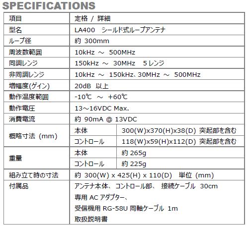 LA-400 （LA400） ファン待望のLA390後継機種！屋内用ループアンテナ