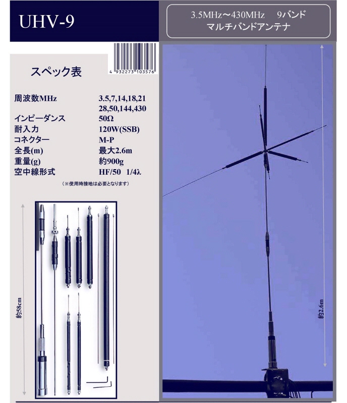 UHV-9 モービルアンテナですがアースを組み合わせれば最強のベランダ