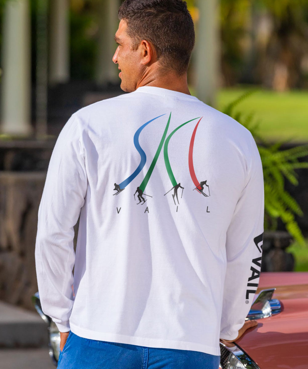 Vail Resort Ultimate Ski - White Long Sleeve Crewneck T-Shirt