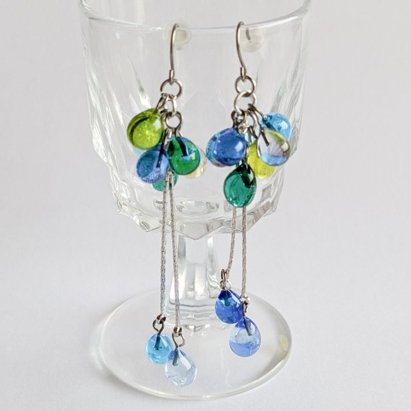 ベネチアンガラス しずく ブルーMIX クラフト Ansan