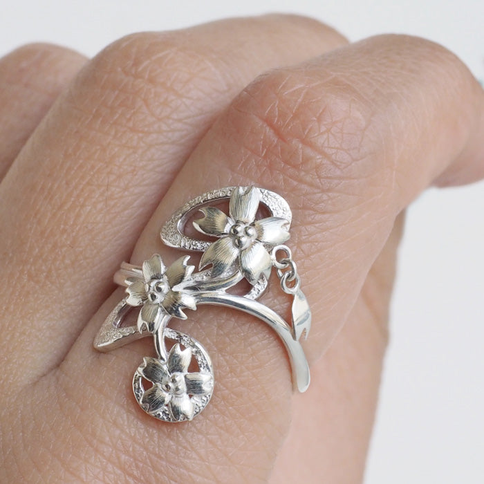 エス 和柄アクセサリー作家・三浦砂織 舞桜リング シルバー925 [S-R-3S