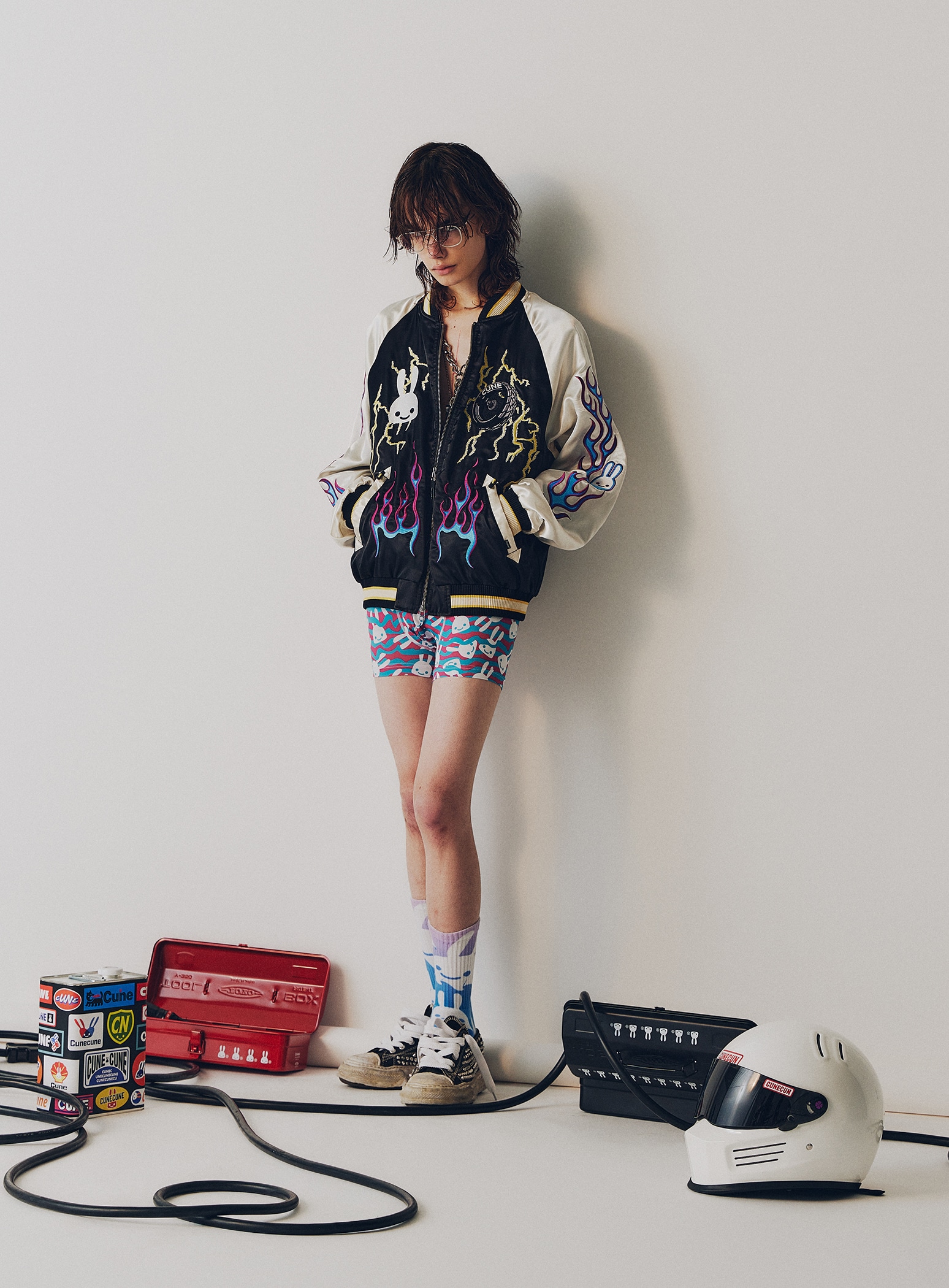 鳥とバイクのスカジャン｜ウサギがいる｜CUNE ONLINE STORE