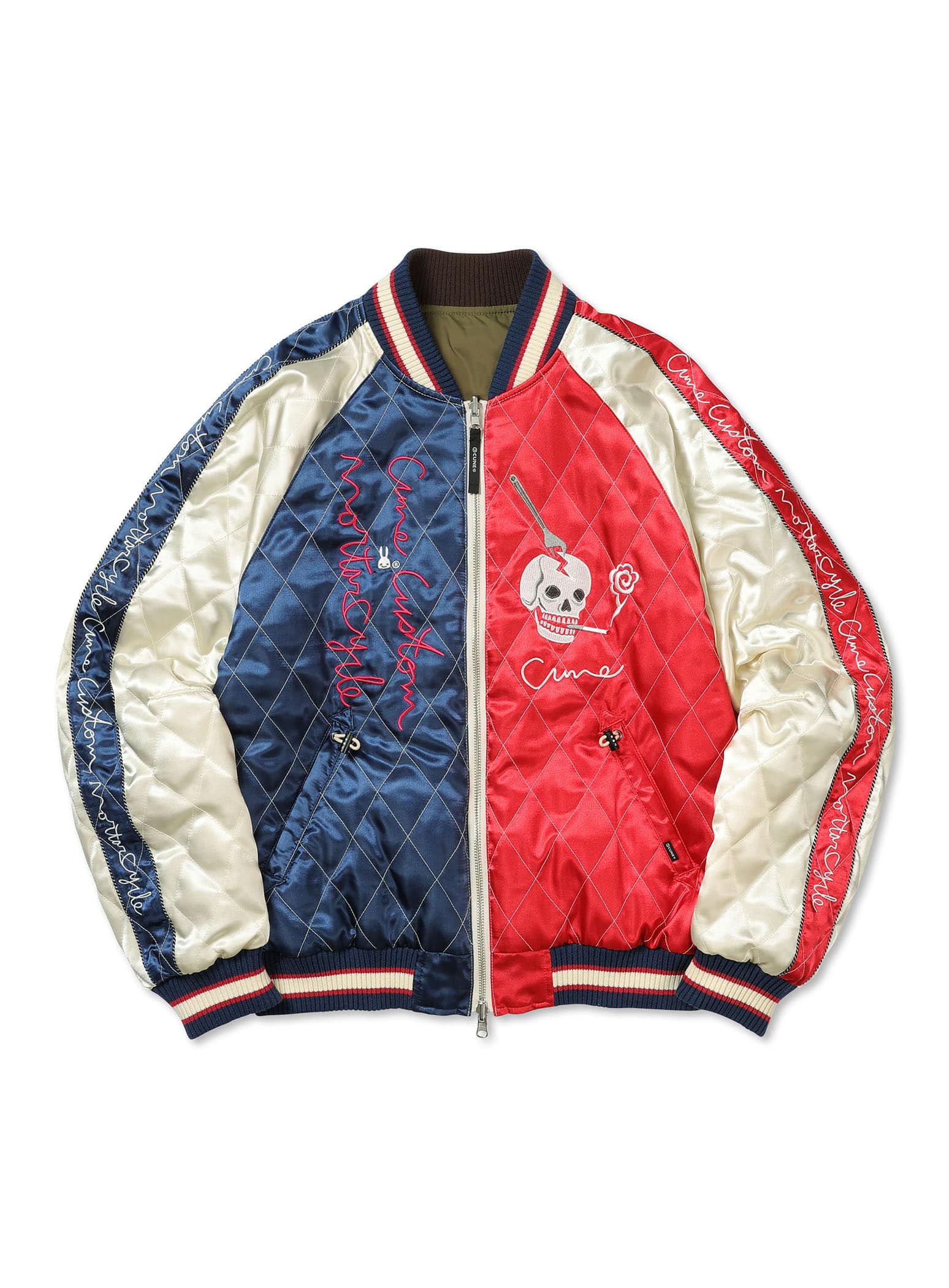 バイク＆シガレッツ リバーシブルスカジャン｜ウサギがいる｜CUNE