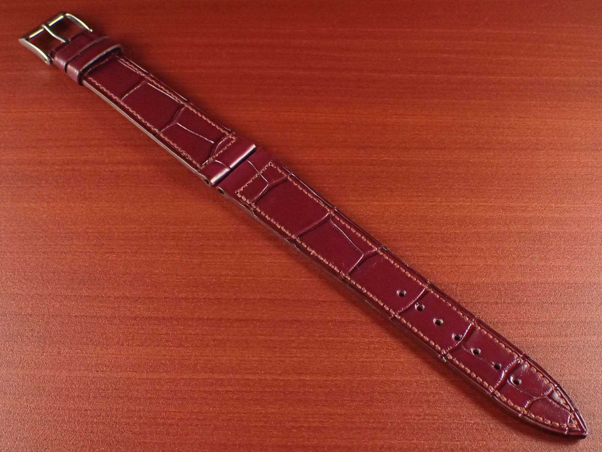 ジャン・クロード ペラン革ベルト クロコダイル ボルドー 18mm
