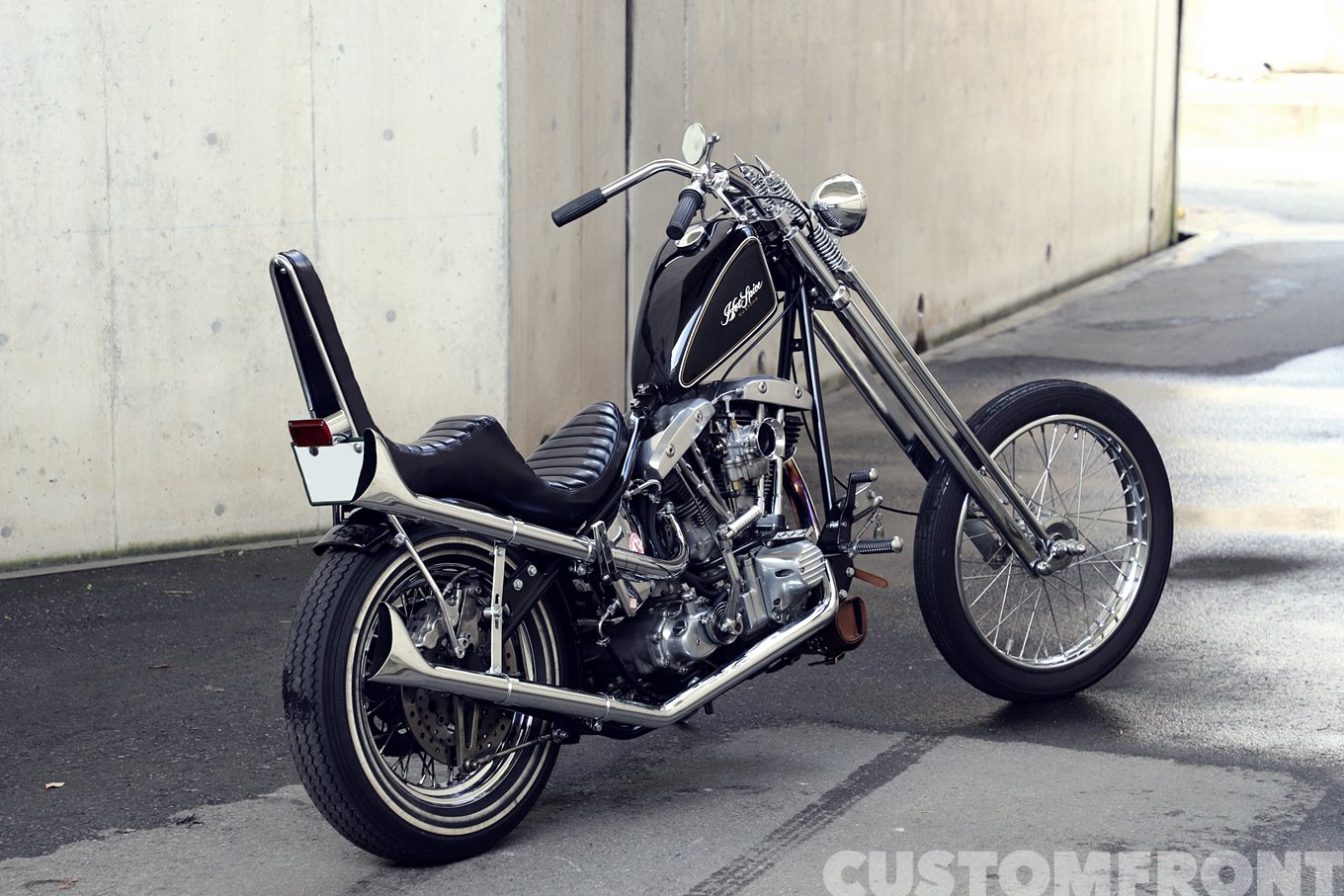 ハーレー 12インチオーバーのロングフォークチョッパー FL1974年