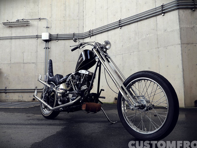 ハーレー 12インチオーバーのロングフォークチョッパー FL1974年