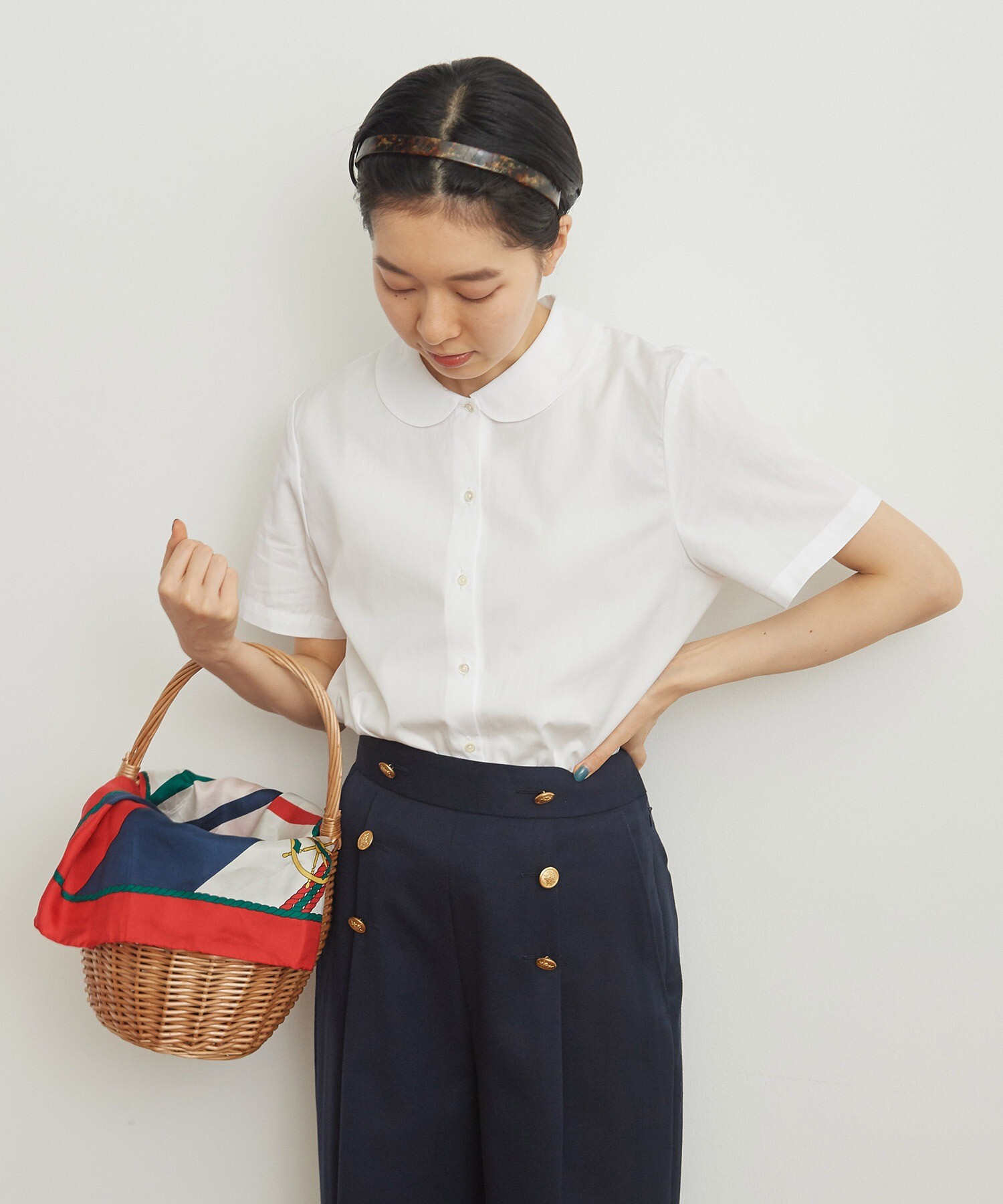 AMBIDEX Store 〇100/2ブロード 丸襟半袖ブラウス(F マルチ90): CHILD