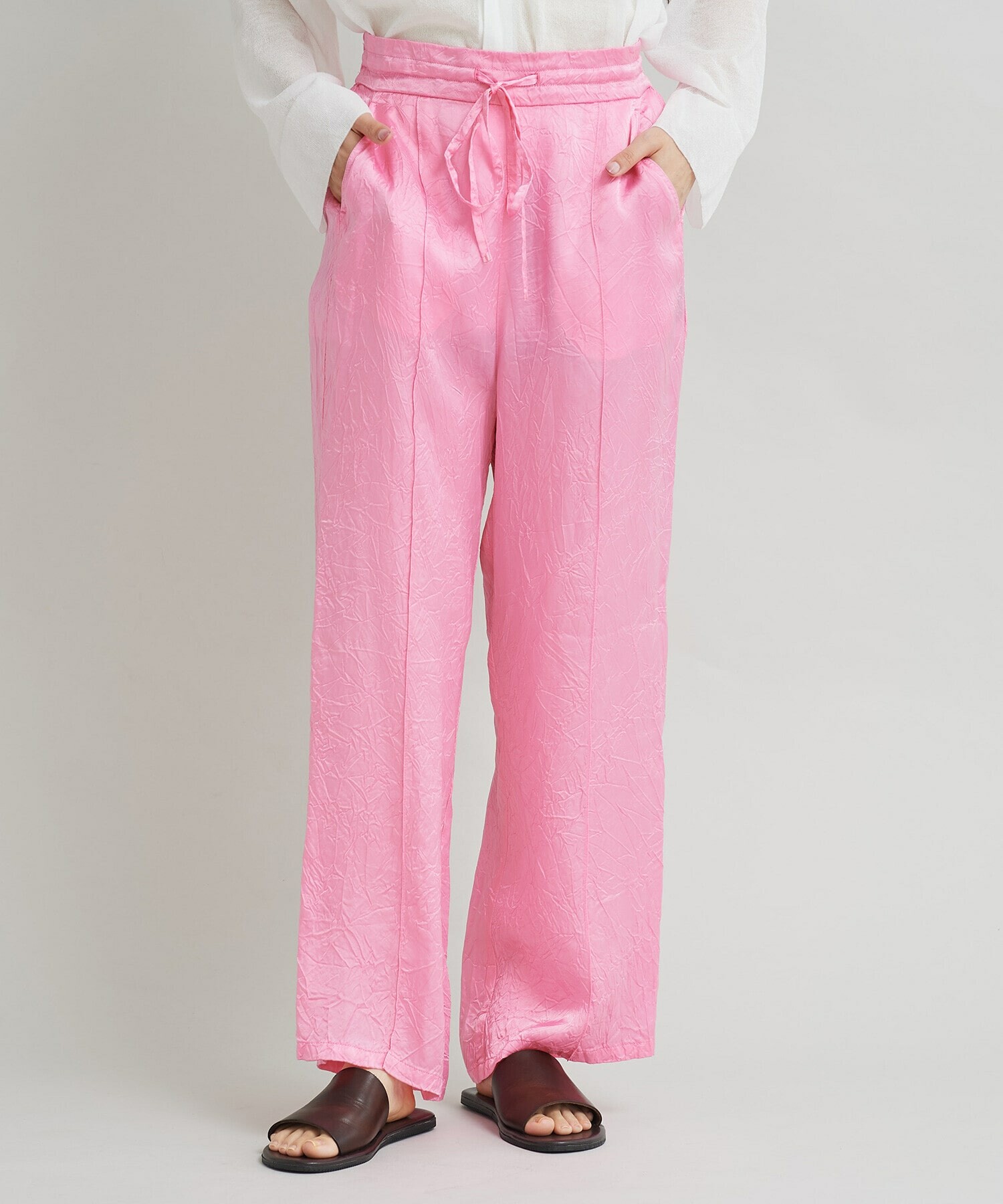 AMBIDEX Store キュプラシワサテン ワイドパンツ(F ピンク): iki
