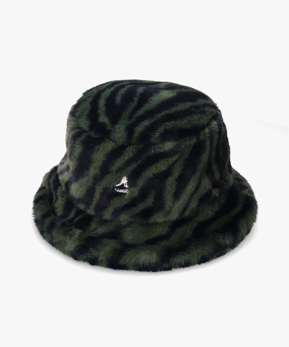 KANGOL FAUX FUR BUCKET | S(06) SOLID BLACK (01) | KANGOL
