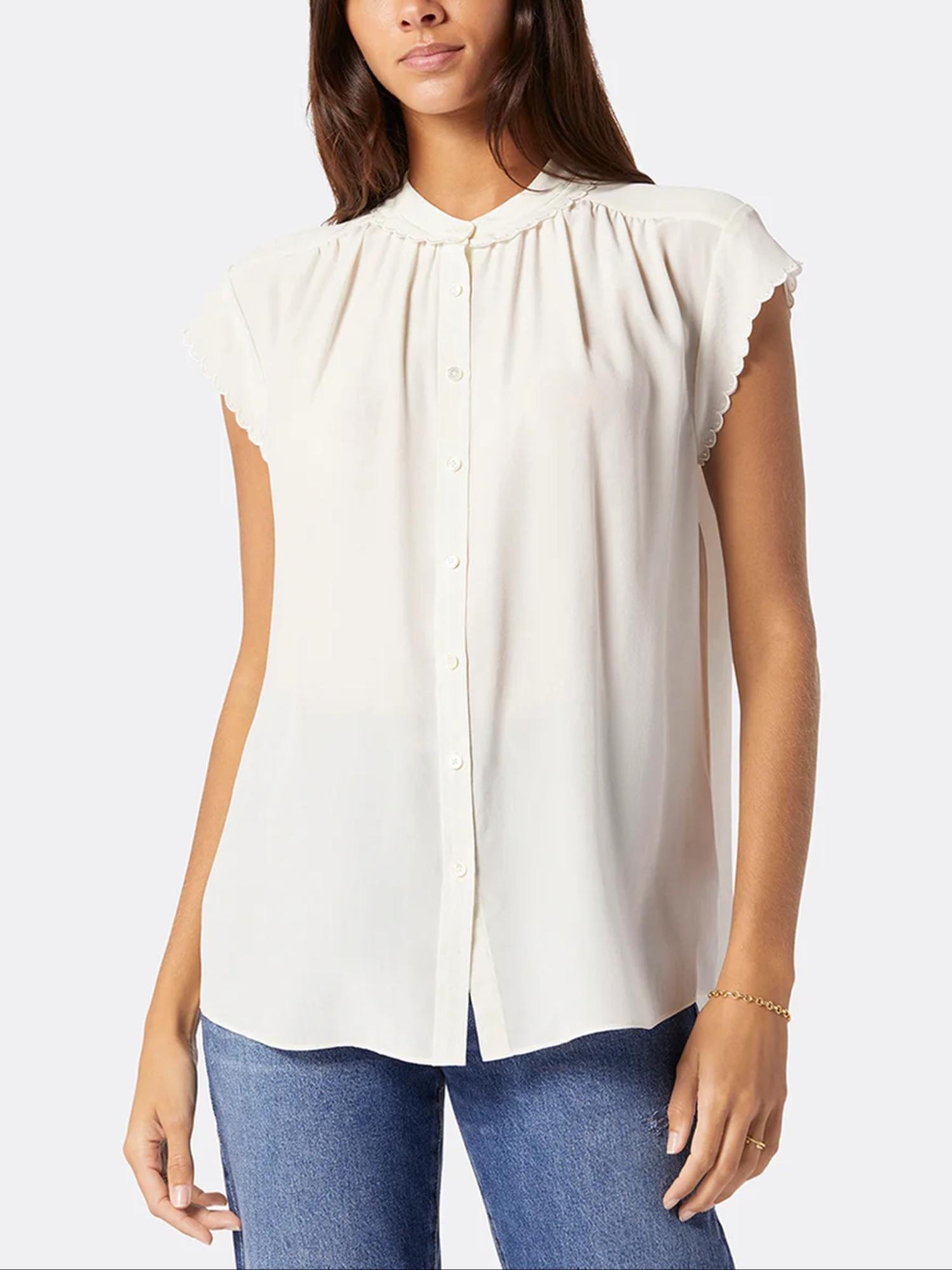 Armoire | Rent this Joie Calais Scallop Trim Button Front Silk Blouse