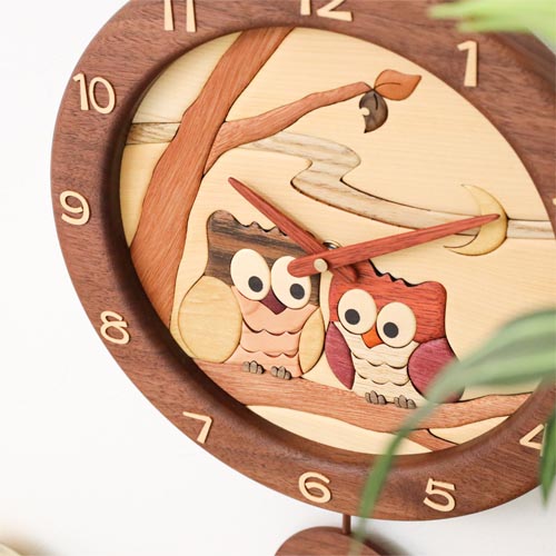 旭川クラフト Pecker 工房ペッカー WF 寄せ木振り子時計 国産クラフト