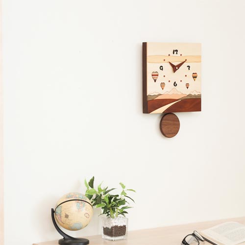 旭川クラフト Pecker 工房ペッカー J 寄せ木振り子時計 国産クラフト