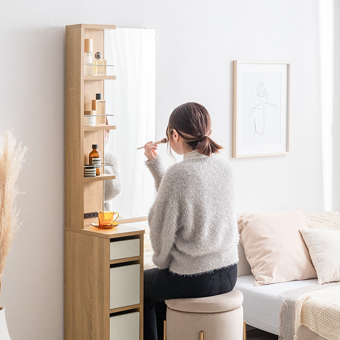 g153021]Elena 収納付姿見ドレッサー ドレッサー | 家具・インテリア