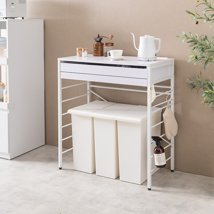 g159041]【幅80cm】Cammy ゴミ箱上レンジラック ロータイプ レンジ台