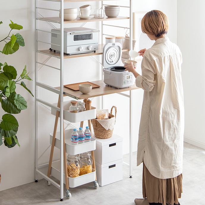 g159015]【幅80cm】Cammy ゴミ箱上レンジラック レンジ台 | 家具