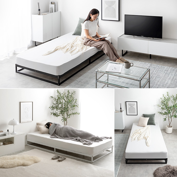 g125009]【シングル】Knok パイプすのこベッド(マットレス付き