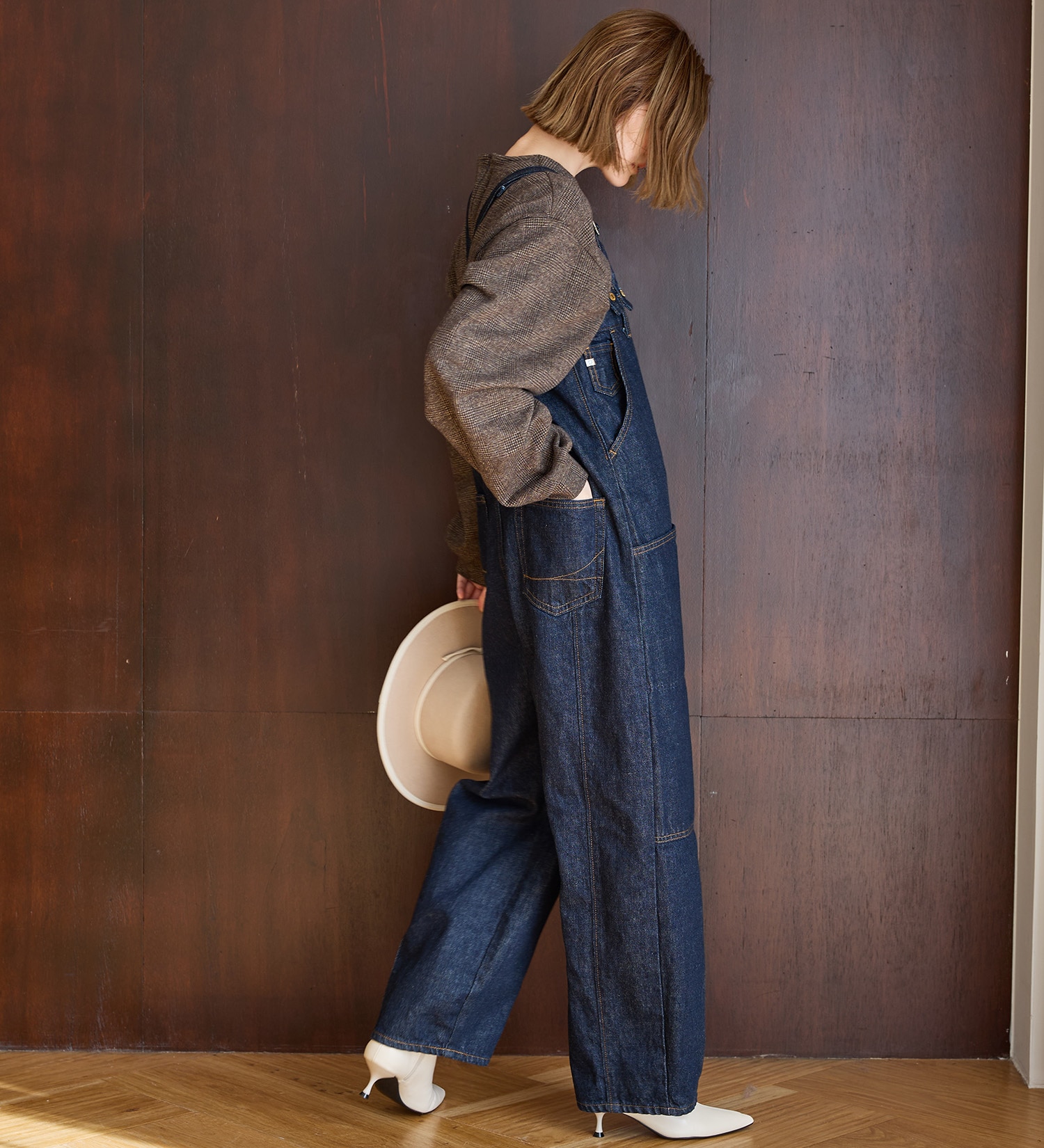 atelier SOMETHING W KNEE SALOPETTE/マルチウェイデニムベア