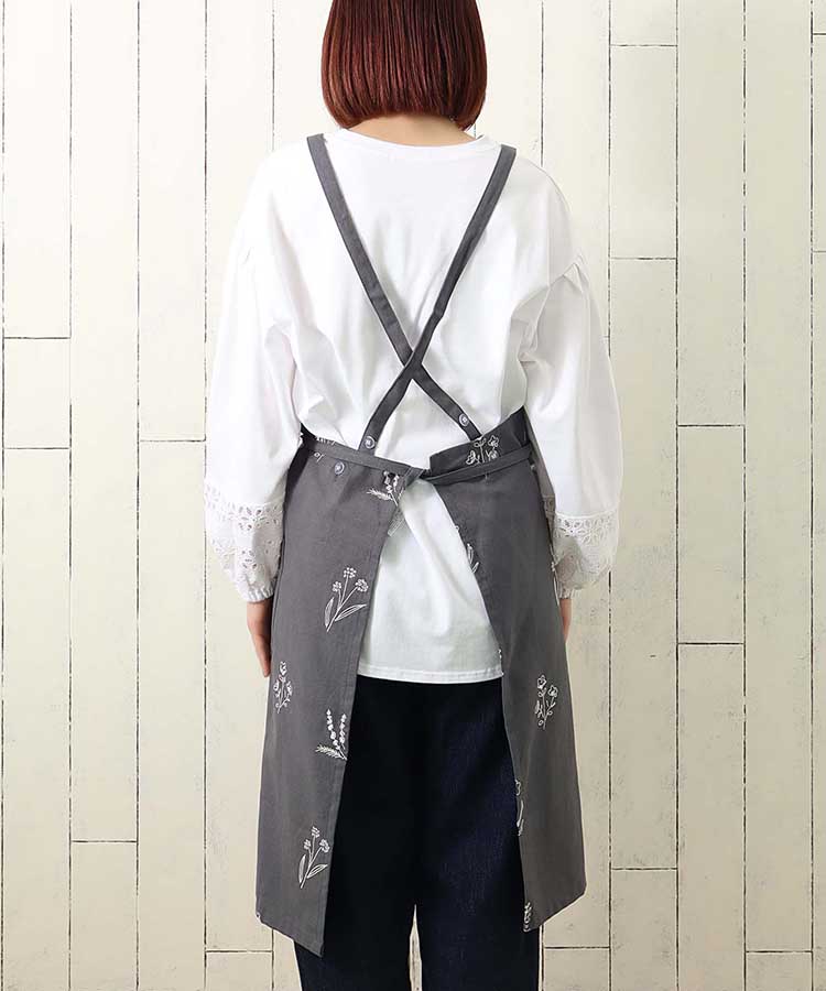 ボタニカル刺繍エプロン エプロン キッチン用品 キッチン 料理 ブルー