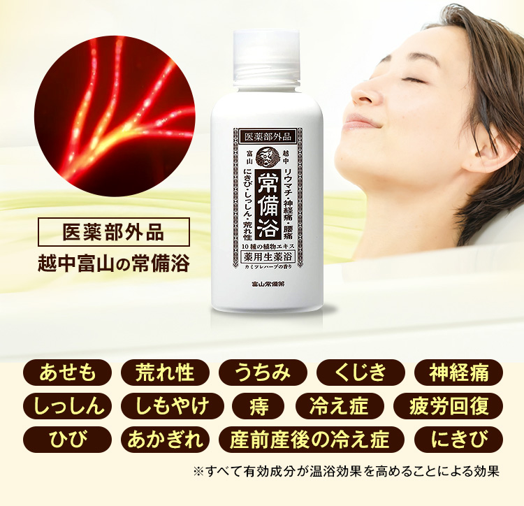 常備浴 富山常備薬 | 温浴効果を高めて腰痛・肩こり・リウマチなどの