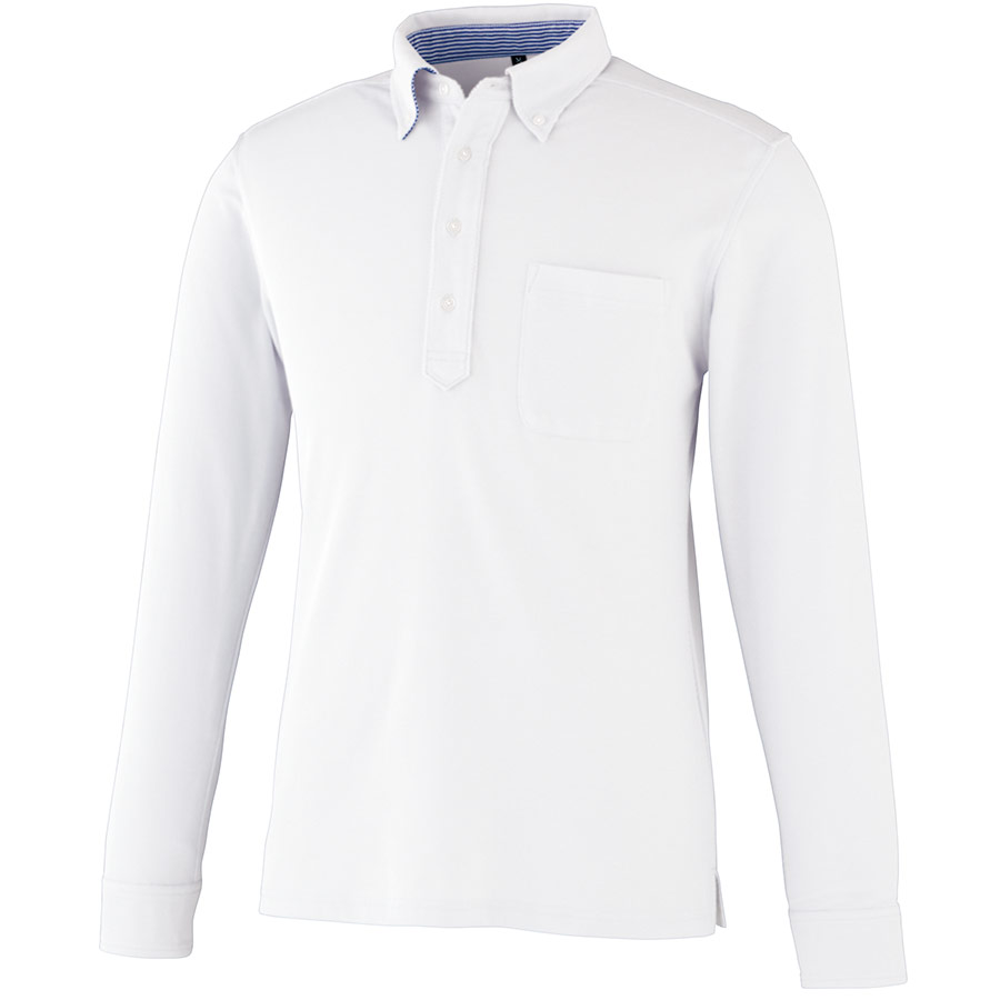 DRY ボタンダウン 長袖ポロシャツ 9030－90 ホワイト SS