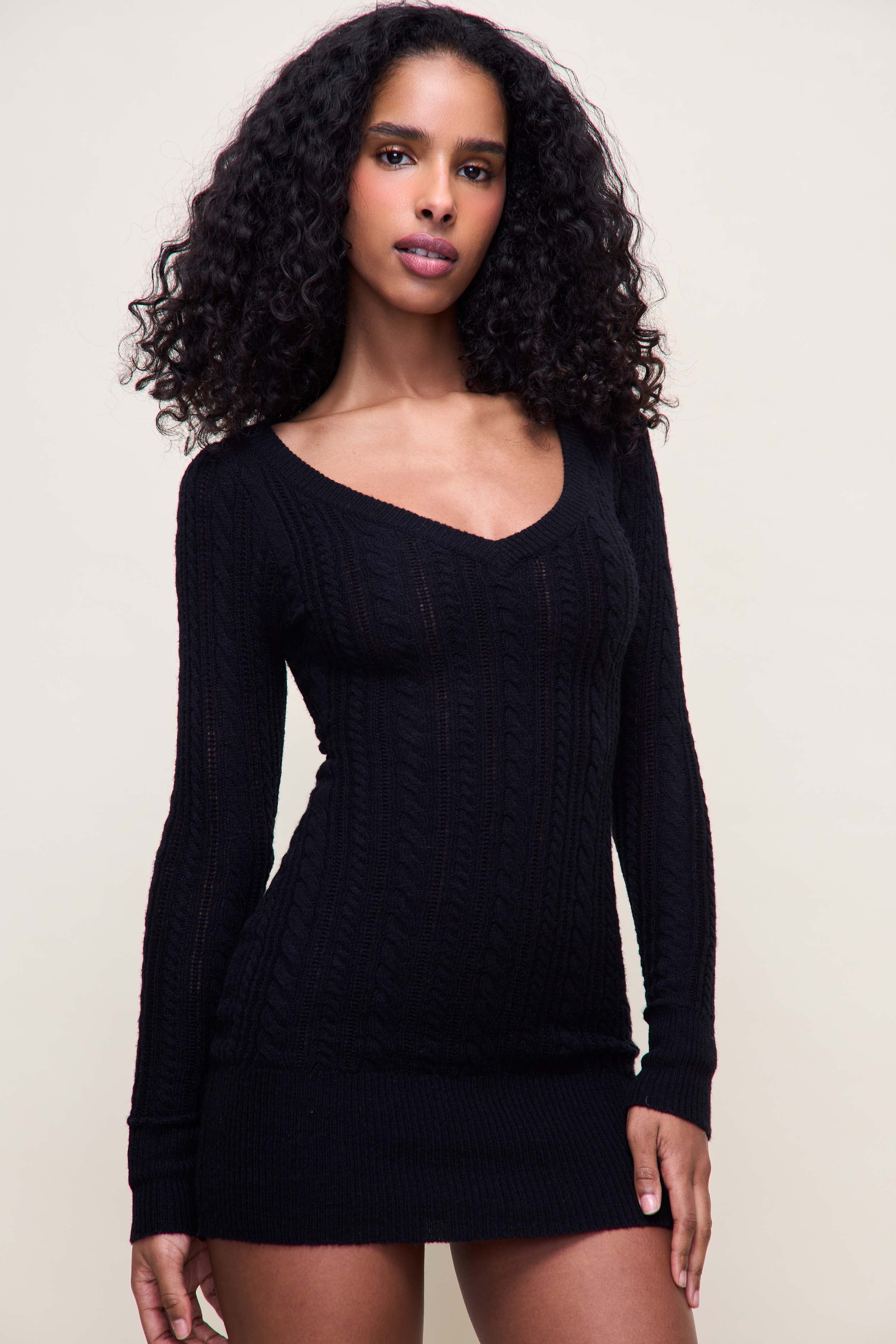 Poet Cable Knit Mini Dress – Guizio