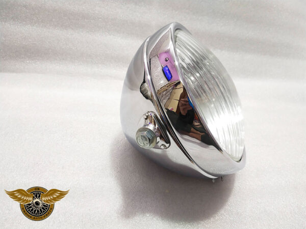 8″ Inches Miller Headlamp Headlight 2 Holes Curved Glass Chrome