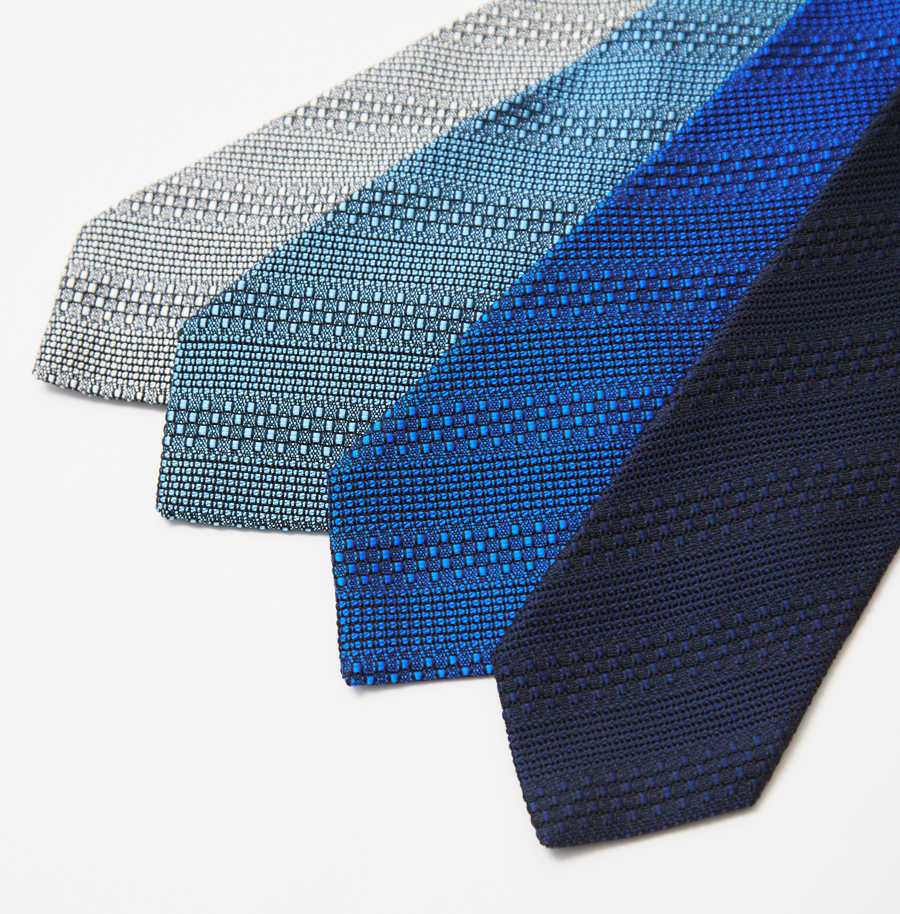 丹後ジャカード織り] 空気を含んだシルク100%手織りネクタイ/サックス