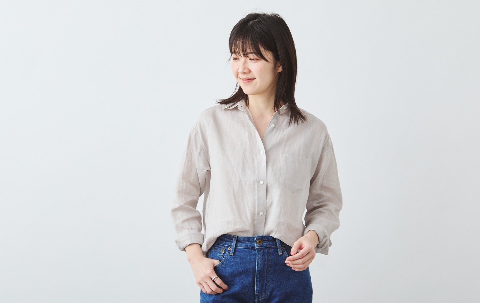 プレミアムフレンチリネンシャツ/ネイビー | Factelier (ファクトリエ)