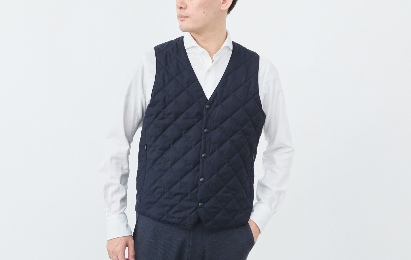 7 Days ダイヤモンドキルティングベスト/ウォッシャブル/ネイビー