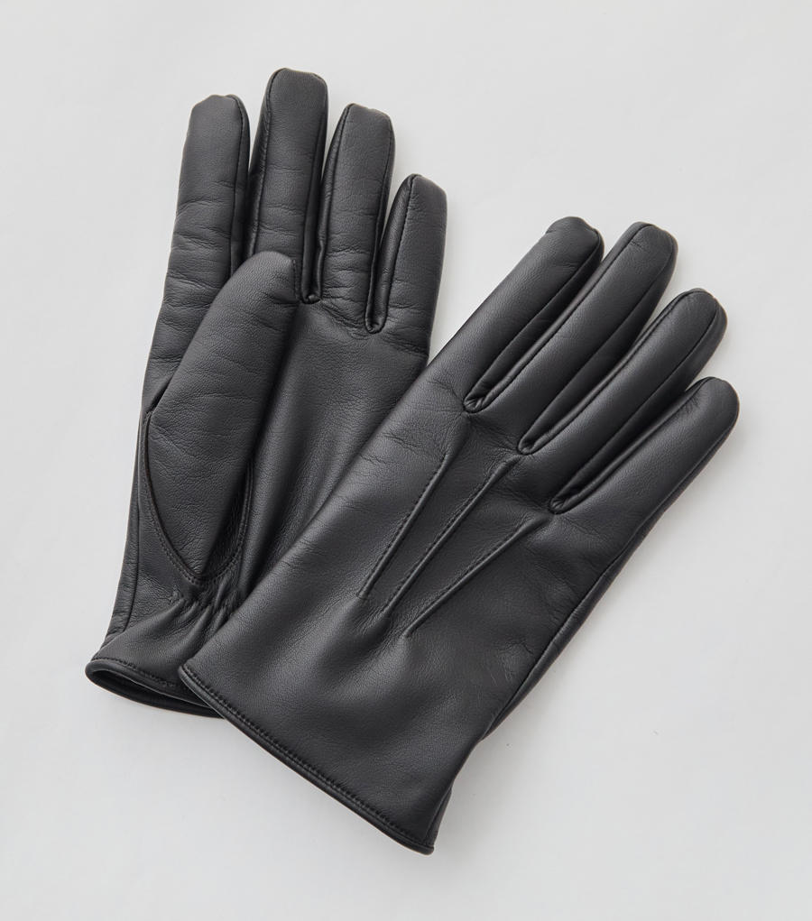ラム革×カシミヤ 超軽量レザーグローブ/スマホ対応/ブラック