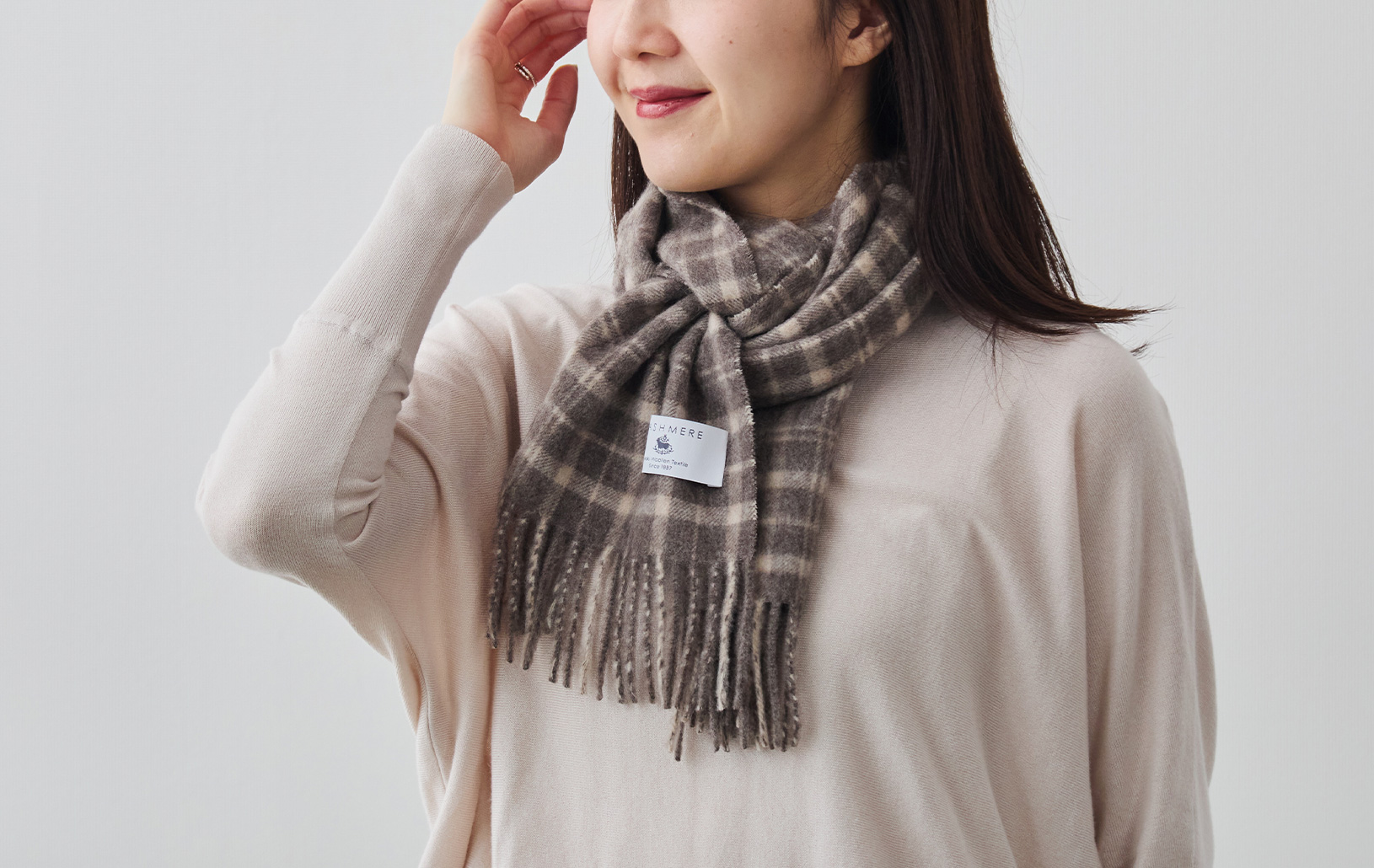 カシミヤ100%・Airyチェックマフラー/ブラックウォッチ | Factelier