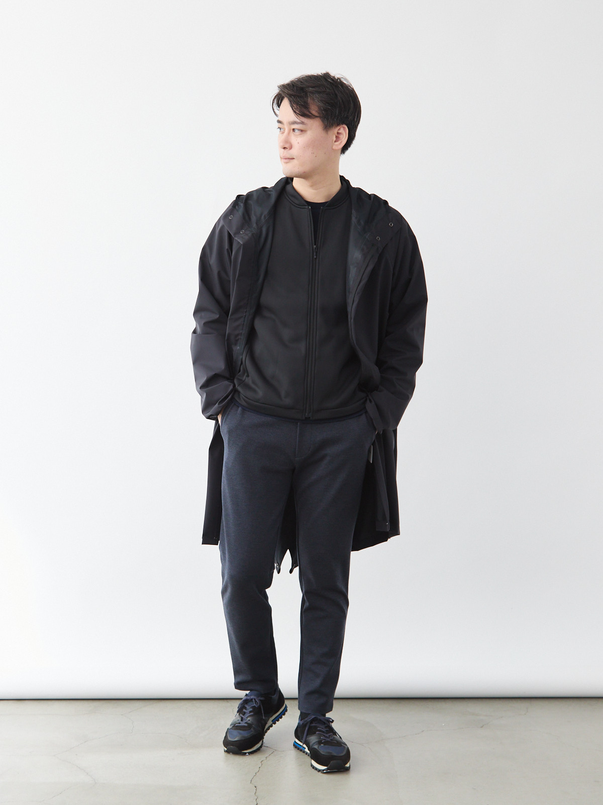 超高密度ナイロンのウォータープルーフコート/ブラック | Factelier