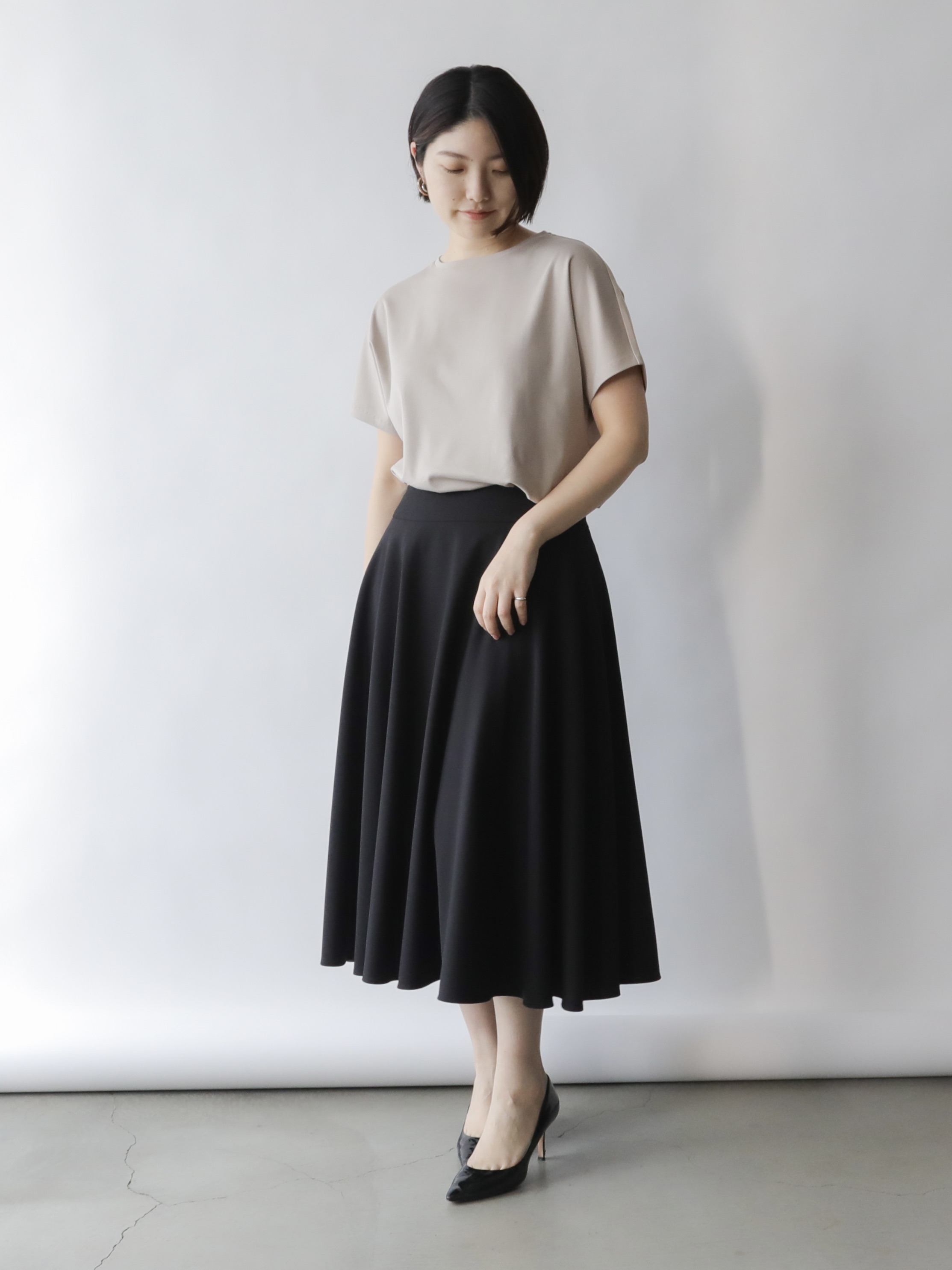 ドラマティック・フレアスカート/ウォッシャブル/ブラック | Factelier