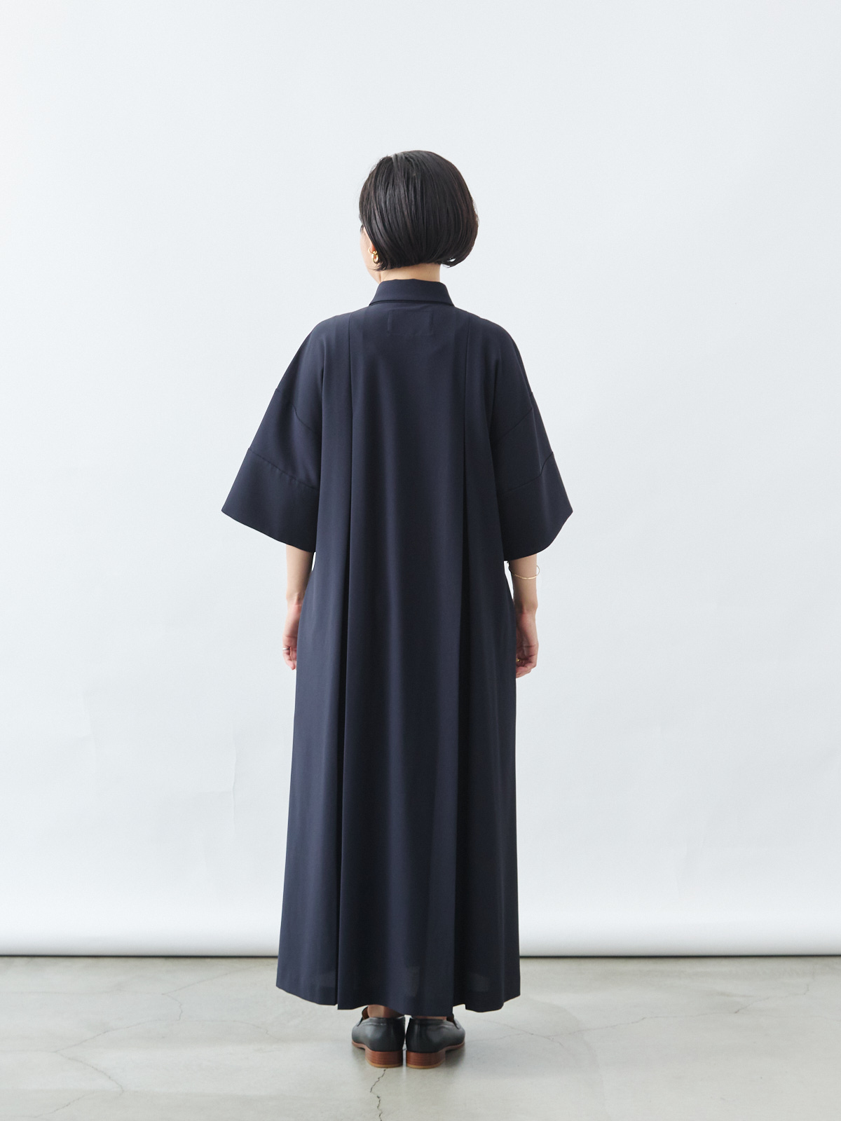 ORIGAMIプリーツシャツワンピース/クールタッチ/ウォッシャブル