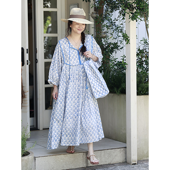 TRAVEL AT HOME]インドコットンウィークエンドワンピース&ストールSET