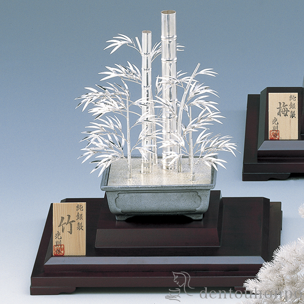送料無料】 銀製 盆栽 竹 10号・220g / 光則（銀工芸） 高級