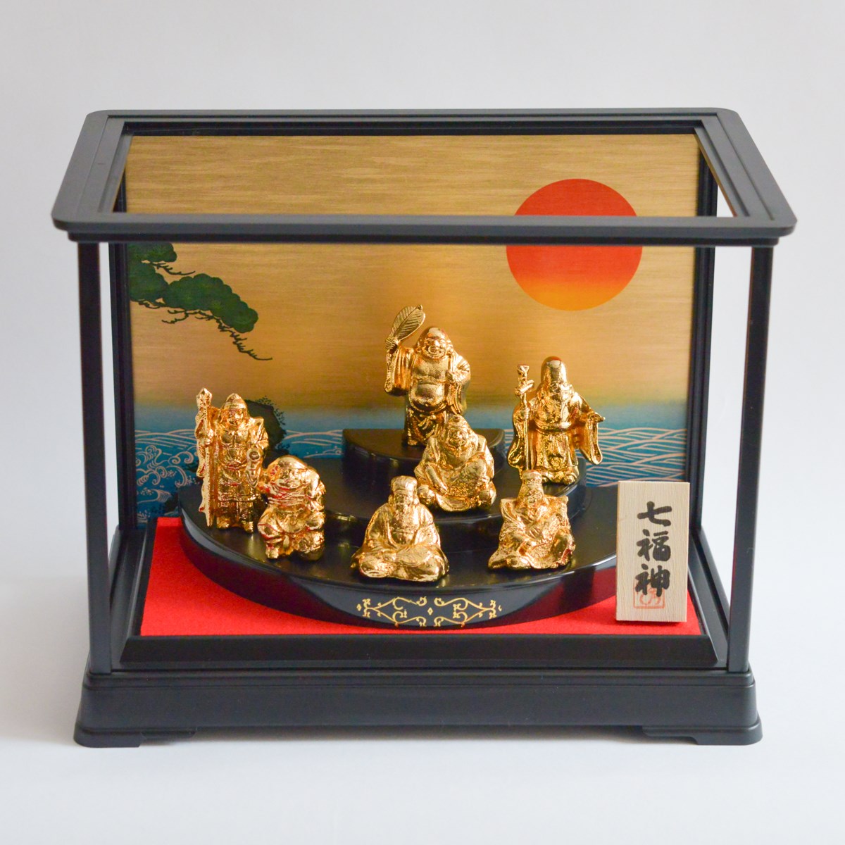 送料無料】 七福神 純金メッキ / 恵比寿 大黒 宝船 置物 幸運 高岡銅器