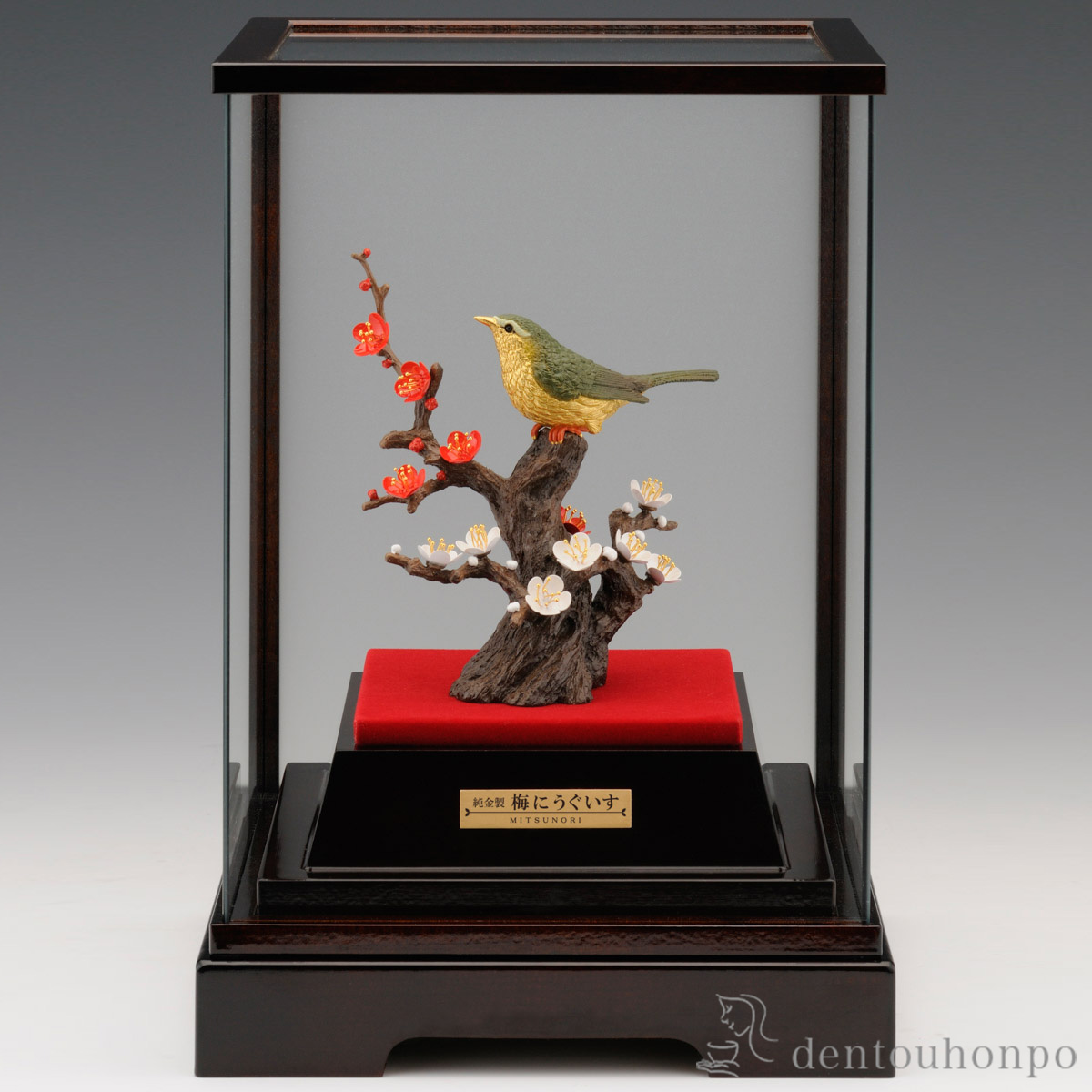 送料無料】 純金 梅にうぐいす 彩色 15g / 高級 コレクション 美術品