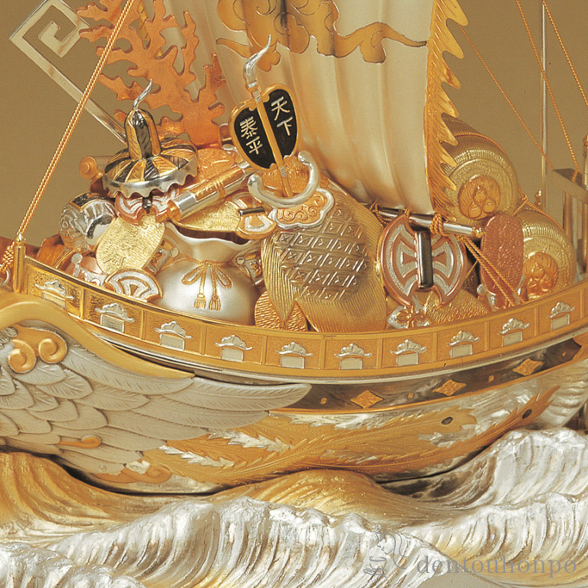 送料無料】 銀製 宝船 鳳凰 E 137g / 武比古 置物 七福神 恵比寿 大黒