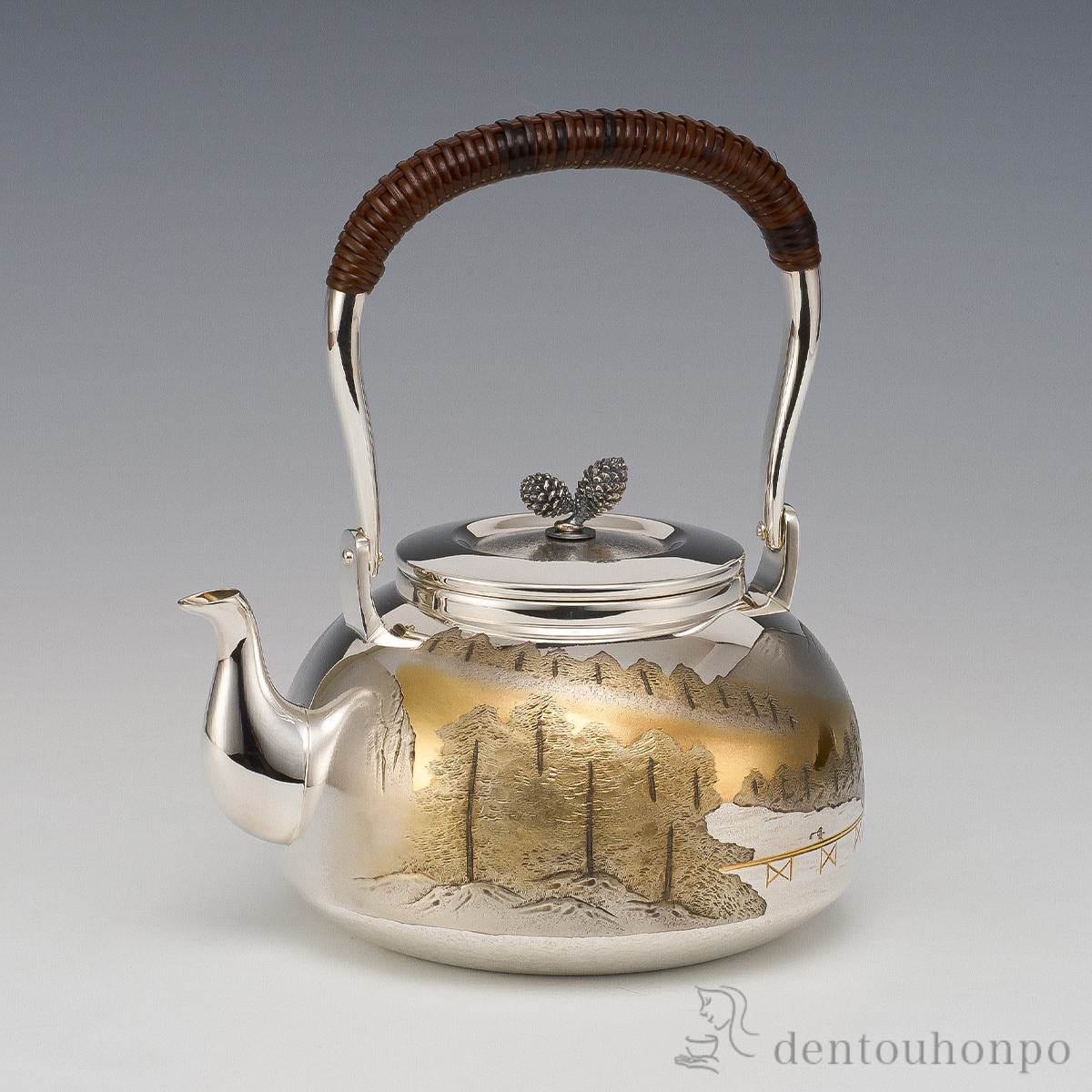 送料無料】 純銀 湯沸 山水 4.0号 並型 C・480g / 高級 コレクション