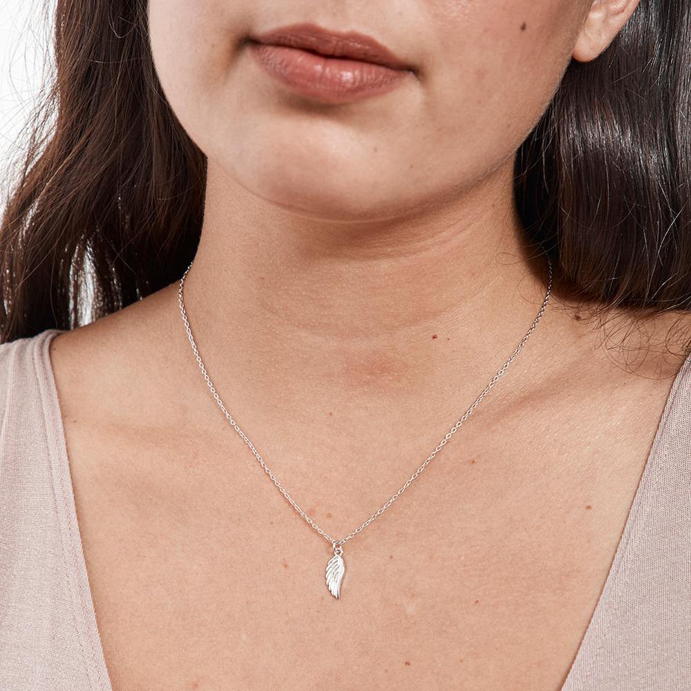 Guardian Angel Necklace Gift: Memorial Necklace, Angel Wing
