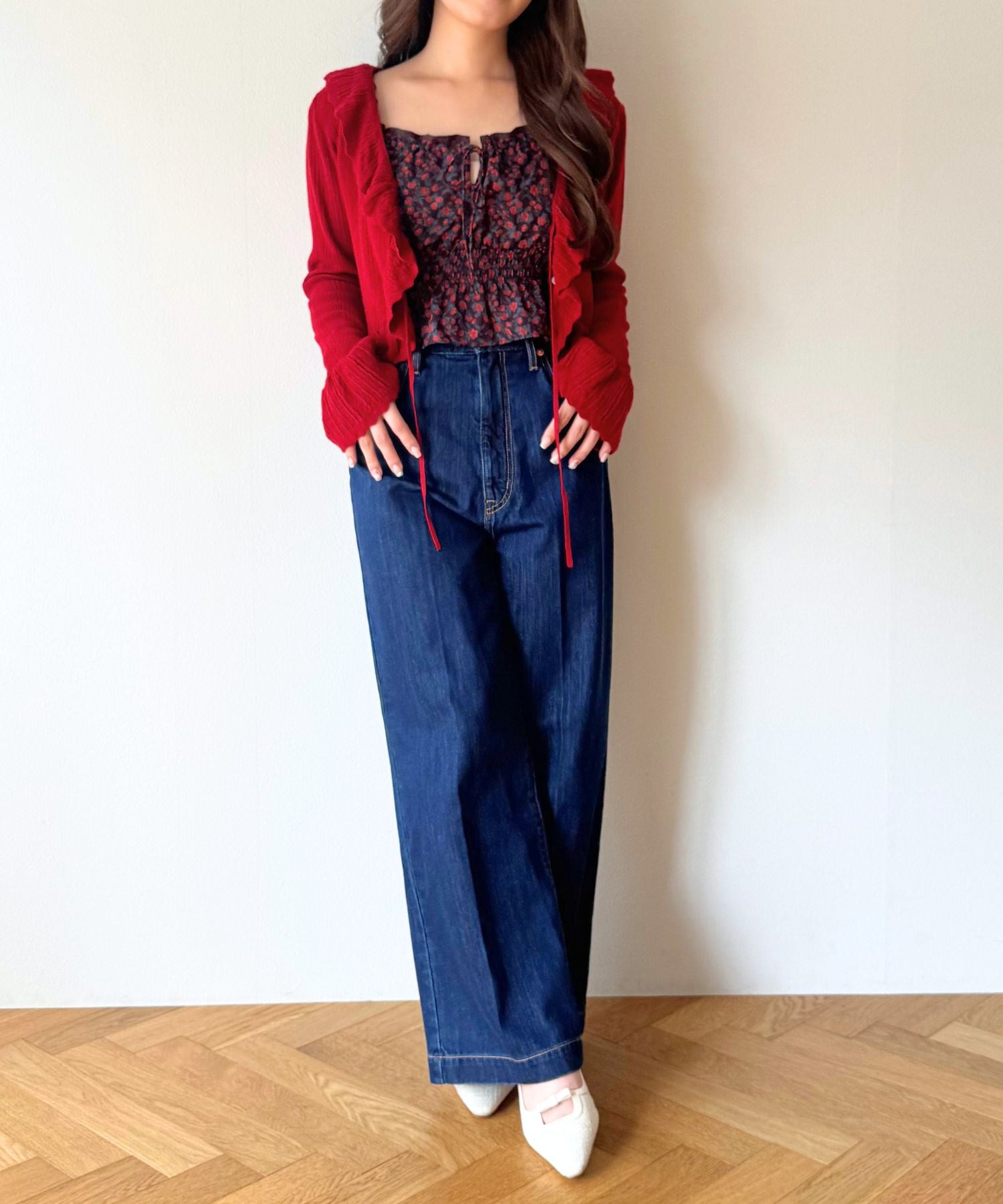 アイレットフリルニットカーディガン