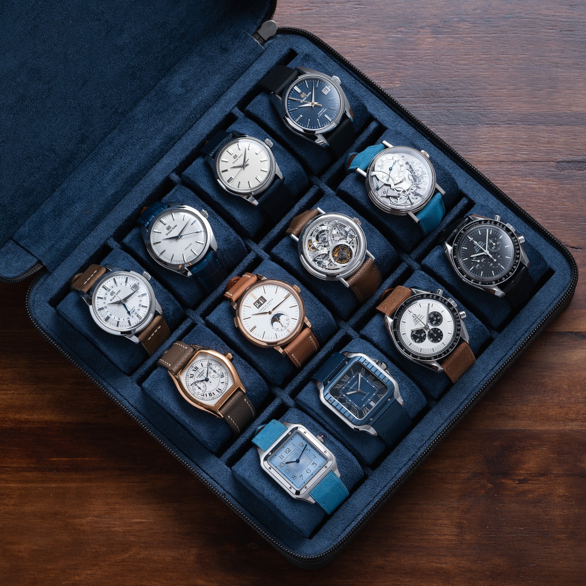 Zip Box (Twelve) - Grey/Navy - Watch Storage Case | Delugs