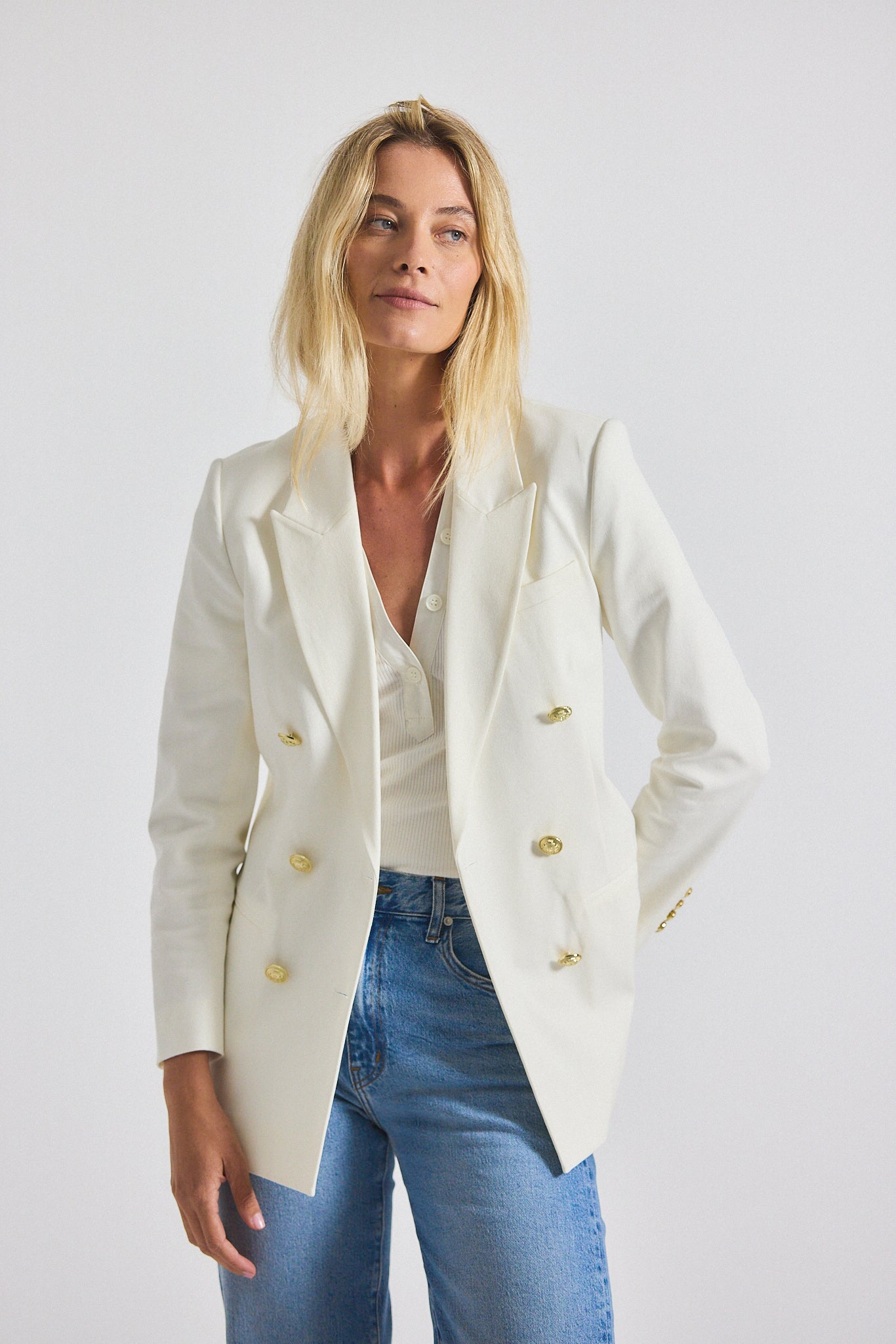 Walter Double Breasted Jacket - Soft White – Derek Lam