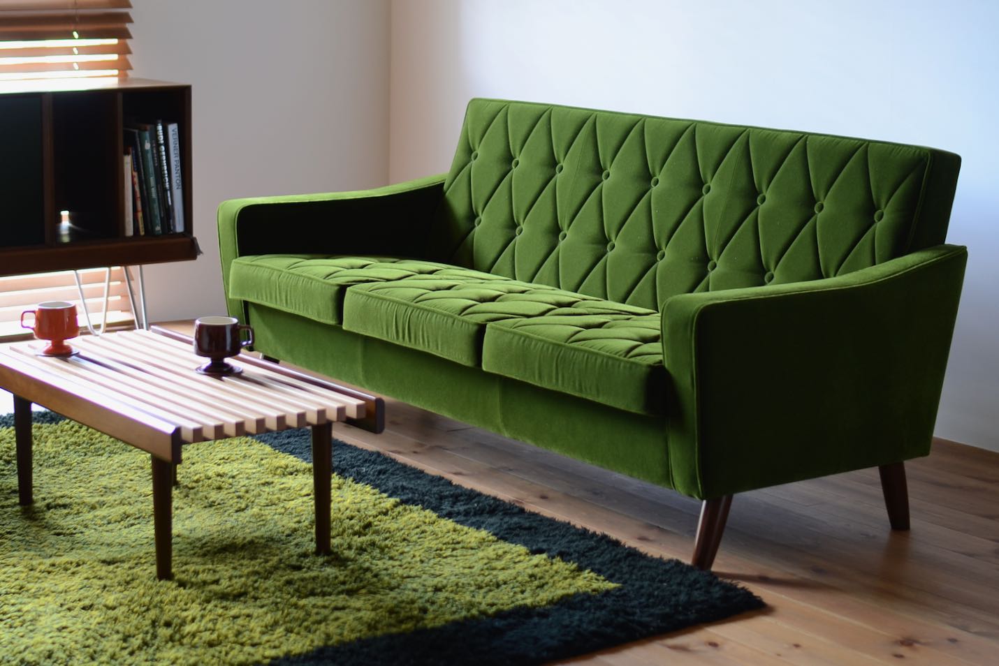 カリモク60 ロビーチェア 3シーター モケットグリーン［U36213QS