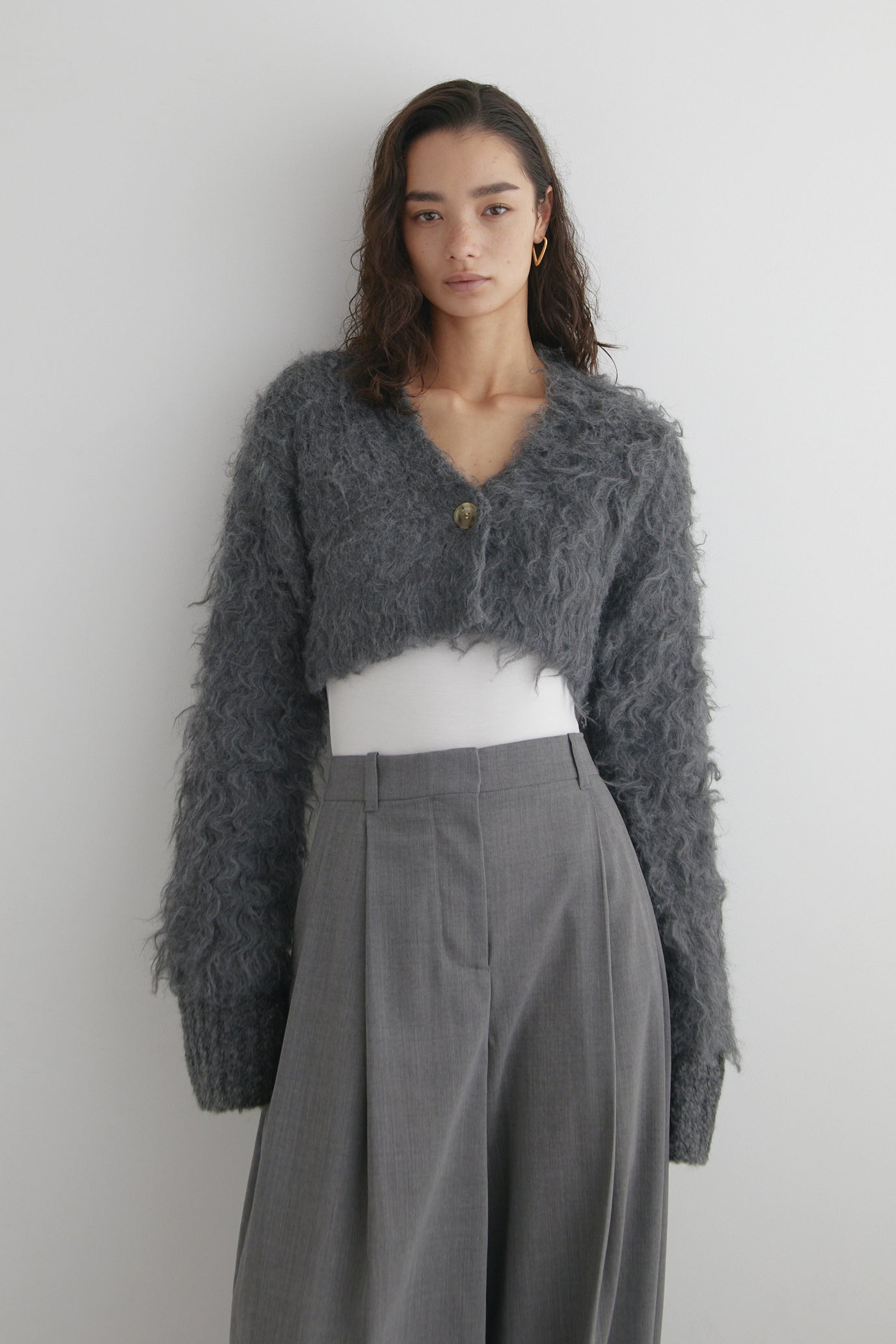 Cropped Shaggy Knit Cardigan – determ;